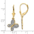 thumbnail image 4 of Finest Gold 14K Yellow & Rhodium White Diamond-Cut Fancy Butterfly Earrings, 4 of 4