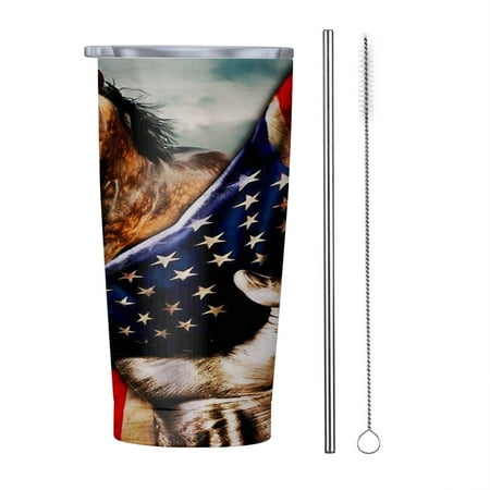 

Horse Independence Day 4th Of July 20oz Tumbler Insulated Stainless Steel Water Bottle Portable Travel Coffee Tea Mug Cup