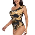thumbnail image 5 of Daiia Grim Coffee Skull Women's One Piece Swimsuits Personalized One Shoulder Swimwear Asymmetric Ruffle Bathing Suits-Medium, 5 of 8