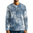 thumbnail image 4 of WTOBBY Men's Gradient Tie-Dye Zip-Up Hoodie Henley Long Sleeve Shirt Casual Loose Fit Top for Men in Everyday Fashion and Comfort,Blue L, 4 of 7