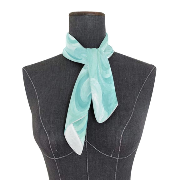Square Scarf 24x24 Inch Mint Swirl Watercolor Print Silky Satin Sun Protection Neck Scarf for Women Multi-Purpose Head Wrap Bandana for Hair Bag Decoration