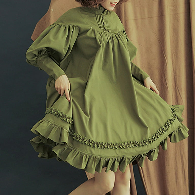 DDAPJ pyju Kawaii Lolita Dress for Women 2023,Puffy Sleeve Ruffle Dresses  Plus Size Flowy Hem Ball Gown S - 5XL 