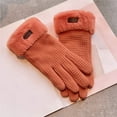 thumbnail image 2 of Winter Gloves Women Ski Winter Fashion Must Haves Fleece Lining Wool Orange Gloves, 2 of 4