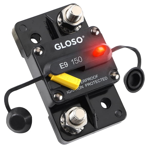 GLOSO E93L Hi-Amp Thermal Circuit Breaker w/ LED indicator, Extended Surface Mount, Manual Reset (T3), 3/8" Diagonal Studs, 150 Amps