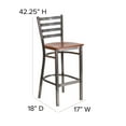 thumbnail image 4 of Flash Furniture HERCULES Series Silver Antique Finish with Clear Coat Ladder Back Metal Restaurant Barstool - Cherry Wood Seat, 4 of 11