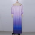 thumbnail image 6 of AUNVITO Women's Off-Shoulder Gradient Color Loose Puff Sleeve Maxi Dress for Casual Elegant Style, 6 of 9