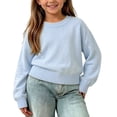 thumbnail image 2 of KyCheLot Boys' Girls' Knitted Sweaters Solid Color Crew Neck Long Sleeve Pullover Sweaters Comfy Everyday Tops, 2 of 6