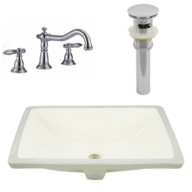 American Imaginations 20.75-in. W CSA Rectangle Bathroom Undermount Sink Set In Biscuit - Chrome Hardware - Overflow Drain Incl. AI-27111