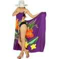 thumbnail image 5 of HAPPY BAY Women's Beach Bikini Swimwear Swim Cover up Wrap Skirt Bathing suit Summer Wraps Beachwear Sarong Coverups Swimsuits for Women One Size Purple, Flower, 5 of 5
