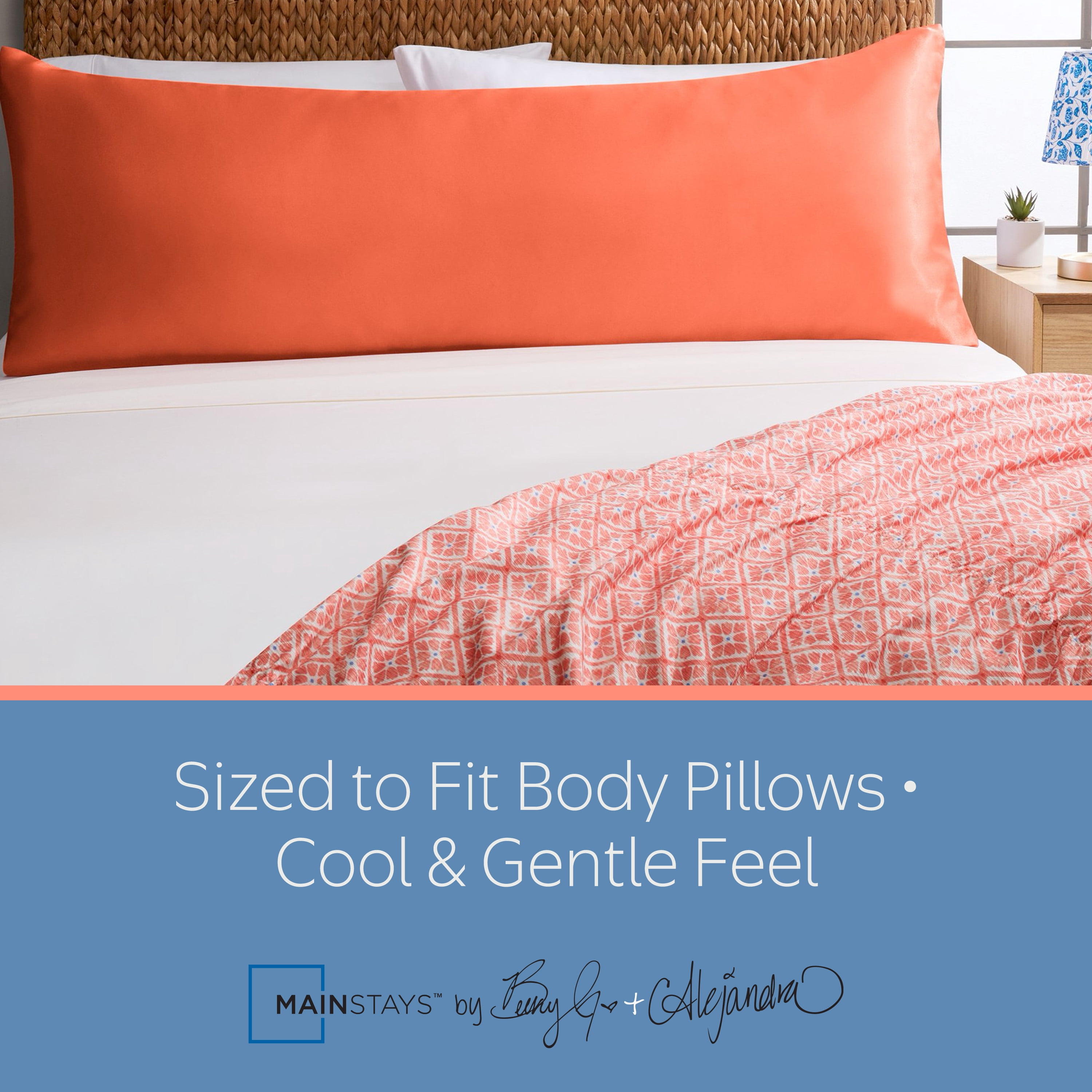 Mainstays by Becky G. & Alejandra Satin Body Pillow Cover, Orange