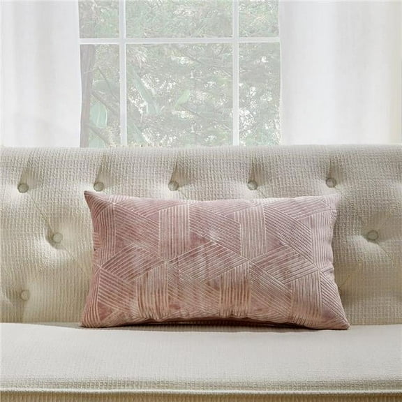 MDR Trading Inc. HU-CG1424EGPKOF Rectangular Pink With Brushed Diamond Pattern And Feather Insert Pillow