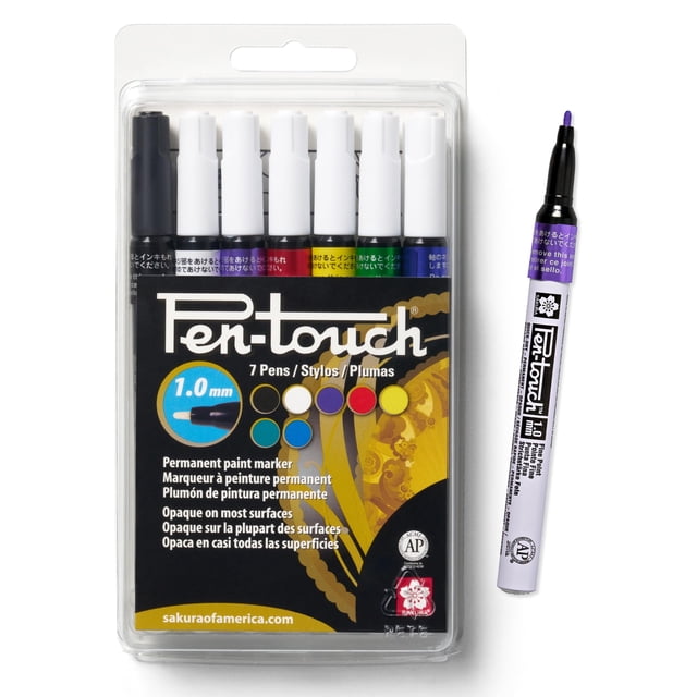 Marcadores de pintura SAKURA Pen-Touch Permanent, paquete de 7 unidades, punta fina