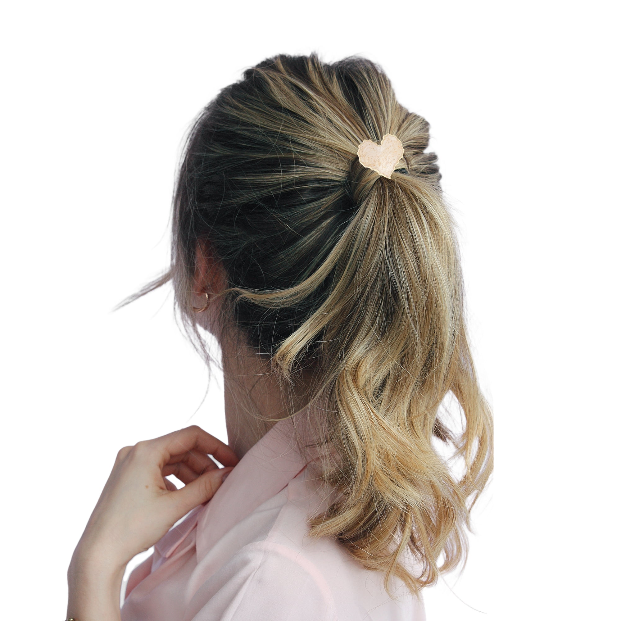 Unique Bargains Heart Shape Ponytail Buckle Hair Clip for Women Light Pink