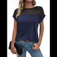 thumbnail image 1 of Blusa de Mujer con Cuello Redondo, Corta, Encaje Calado, para Salir A Trabajar Azul Marino L, 1 of 7