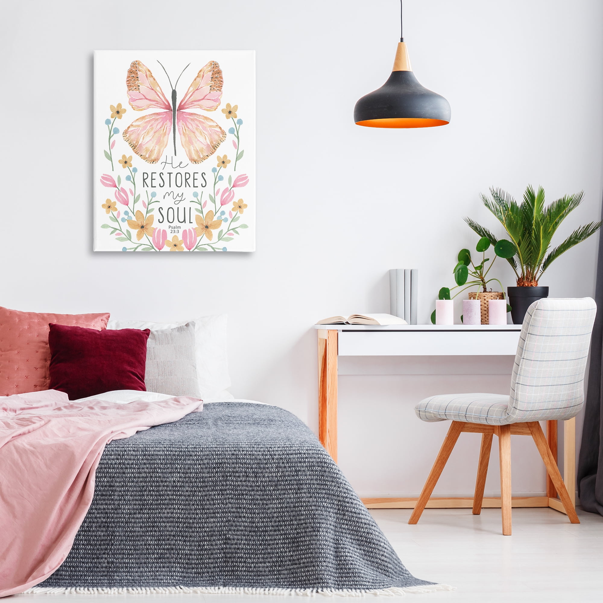 Stupell Industries Floral Restores My Soul Religious Painting Gallery Wrapped Canvas Art Print Wall Art, 30 x 40