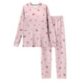 thumbnail image 4 of Valentine's Day Women's 2 Piece Pajama Sets Long Sleeve Top & Pants Bow Print Soft Comfy Sleepwear Light pink XL, 4 of 5