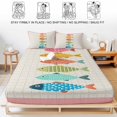 thumbnail image 5 of Twin XL Size Fitted Sheet Set - Coastal Nautical 2 Piece Bedding Sets 16" Deep Pocket Fitted Sheet with 1 Pillowcases, Summer Cute Cartoon Fishes Plaid Pink Brushed Microfiber Hotel Luxury Bed Sheets, 5 of 9
