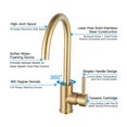 thumbnail image 2 of Brushed Gold Stainless Steel Kitchen Faucet Front Sink Countertop Sink Kitchen Mixer Tap Hot and Cold Water Faucet, 2 of 5