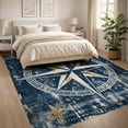 thumbnail image 3 of ODIKA 8'x10' Washable Area Rug Nautical Compass Vintage Star With Distressed Maritime Border for King Size Bedroom Under Bed, Master Suite, Non-Shedding, Easy Care, 3 of 7