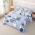 thumbnail image 3 of Manfei Cartoon Ghost Halloween Quilt King,Thanksgiving Pumpkin Print King Coverlet Set,3pcs,1 Bedspread and 2 Pillowcases, 3 of 7