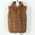 thumbnail image 5 of Gpaecead Women's Sleeveless Faux Fur Vest With Hood, Short Fleece Puffer Gilet, Winter Warm Tank Jacket Brown, 5 of 9