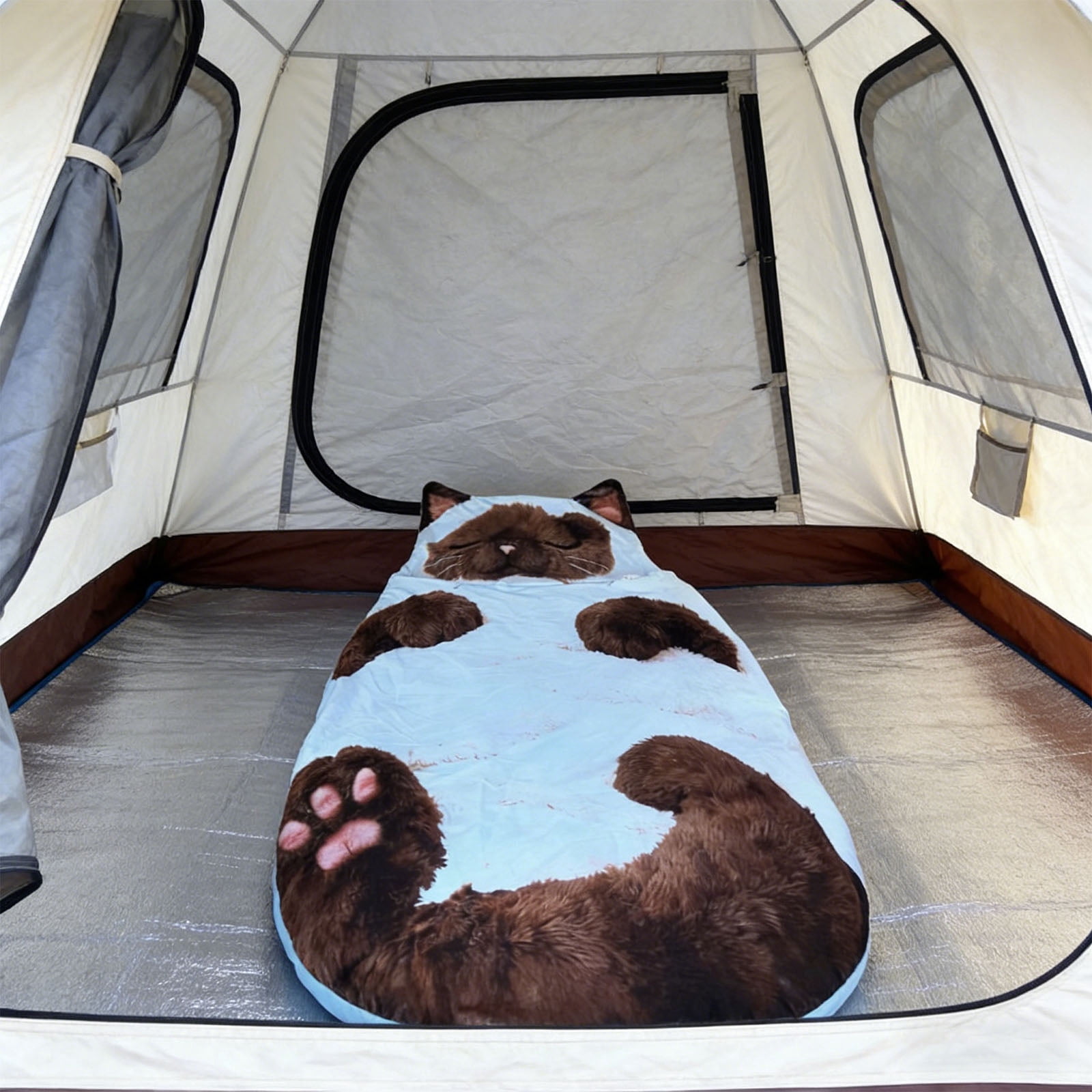 Sleeping Bags for Adults Cold Weather & Warm Cat Sleeping Bag with Pillow Camping Sleeping Bag for Kids 10-12 Soft Sleeping Bags Plush Cat Envelope Washable Blanket for Camping Travel Sleepovers Home