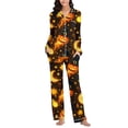 thumbnail image 2 of Gamivast Spooky Halloween Pajamas Set for Women Long Sleeve Button Down Sleepwear Tops and Lounge Pants 2 Piece Pjs Sets Lightweight Comfortable Creepy Pumpkin Pattern Multicolor XL, 2 of 3
