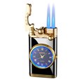 thumbnail image 2 of Windproof Lighter under $5! CQCYD Dual Flame Windproof Lighter with Quartz Watch, Refillable Butane Torch Lighter, Metal Blue Flame Cigar Lighter, Fashion Accessory Gift for Men, 2 of 9