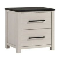Roundhill Furniture Realynn 2-Drawer Bedroom Nightstand, Off-White Finish
