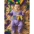 thumbnail image 6 of BemeyourBBs Newborn Baby Girl Mardi Gras Outfit Footed Romper Spring Fall Winter Carnival Clothes They Found Me In A King Cake Long Sleeve Ruffle Collar Letter Footied Embroidery Jumpsuit Headband, 6 of 9