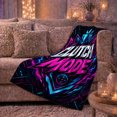 thumbnail image 6 of Clutch Mode Gaming Scene, Futuristic Neon Esports Graphic Style for Gamers, Trophy Aim Icon Theme and Birthday Gift, Cozy Flannel Blanket for Game Room Bedroom, Home Decor, 6 of 9