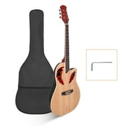 LA TALUS 41 inch Cutawary Round Back Acoustic Guitar Spruce Top Grape Hole Burlywood