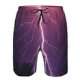 thumbnail image 4 of Kdxio Thunderstorm Violet Purple Pattern Mens Casual Shorts - Drawstring Summer Beach Sports Shorts for Men, 4 of 9