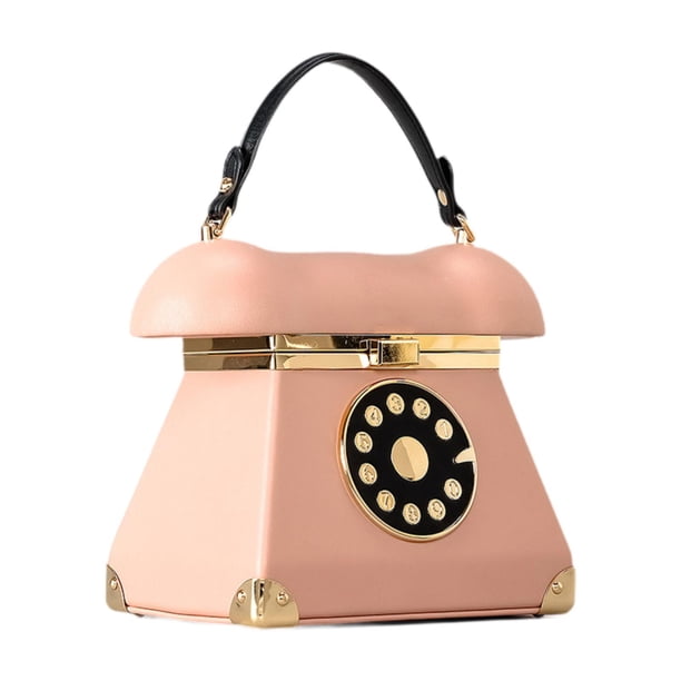 Bolso bandolera con correa para el hombro y diseño de teléfono Rosa