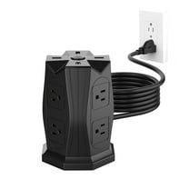 Tower Power Strip with Surge Protection,  8 AC Outlets   3 USB  Type-C Ports, 6.5Ft Extension Cord