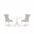 thumbnail image 6 of East West Furniture Antique 3-piece Wood Table and Dining Chairs in Linen White, 6 of 10