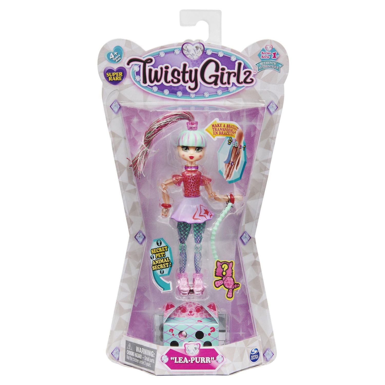 Twisty Girlz, Poupée à transformer en bracelet à collectionner Lea-Purr avec Twisty Petz mystère, pour les enfants à partir de 4 ans