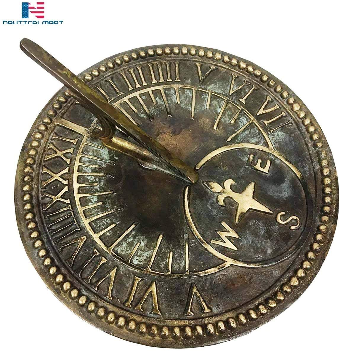 NauticalMart Roman Sundial, Solid Brass with Light Verdi Highlights, 8-Inch Diameter - image 4 of 4