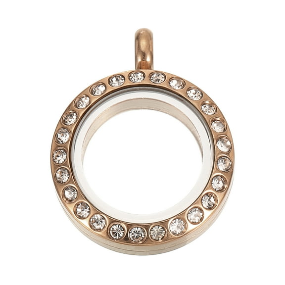 Living Floating Memory Locket, 13.7mm Stainless Steel Round Locket, Rose Gold