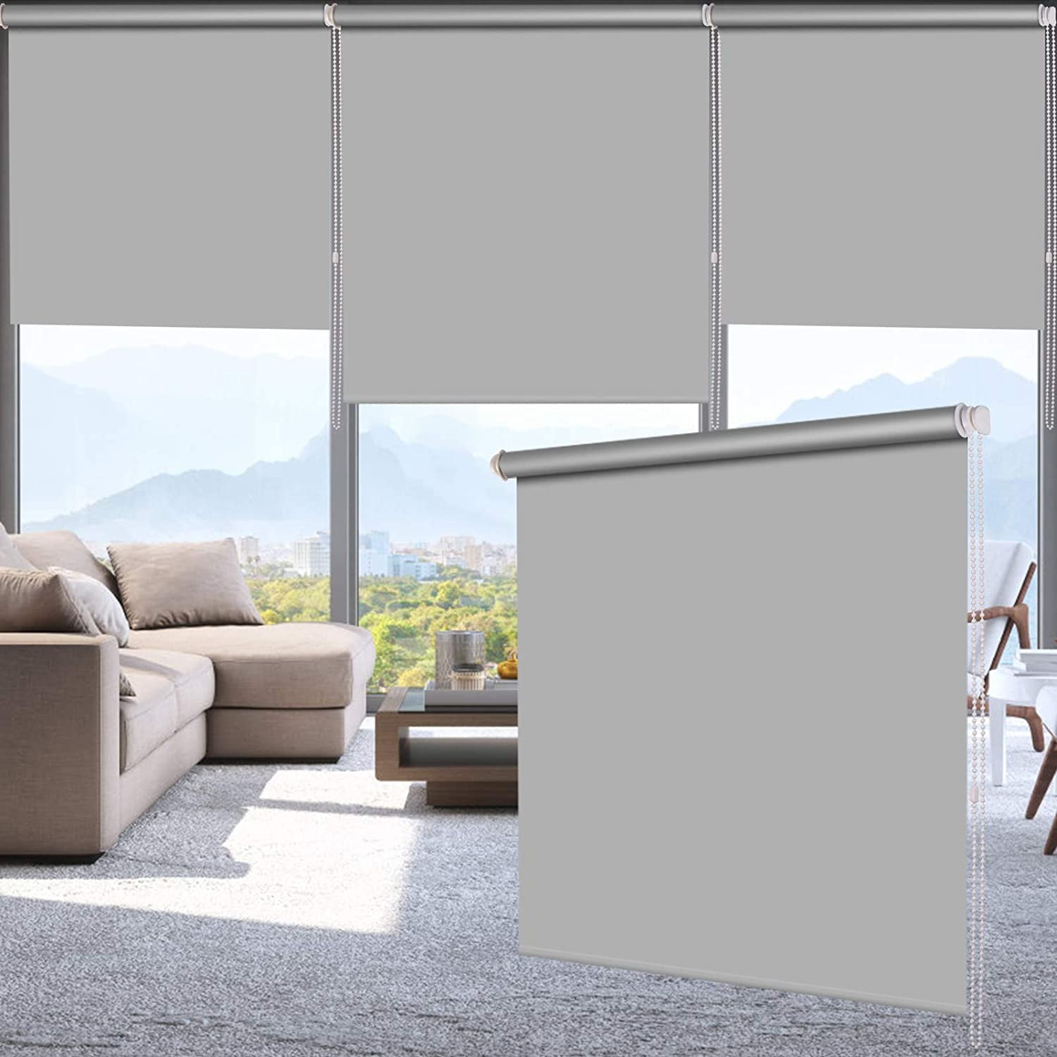 100% Thermal Roller Blinds Plain Colour UV-resistant Blackout Trimmable Easy Fit 