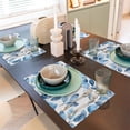 thumbnail image 6 of Linen Placemat With 18×12in Double Stitching Is Effectively Insulated And Foldable For Family Hotel Picnic Trips Watercolor Light Blue Leaves (1) Four Pieces, 6 of 8