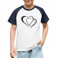 thumbnail image 2 of dazeni Girls Short Sleeve T Shirts Cute Heart Print Summer Tops Crewneck Color Block Basic Graphic Tees, 2 of 8