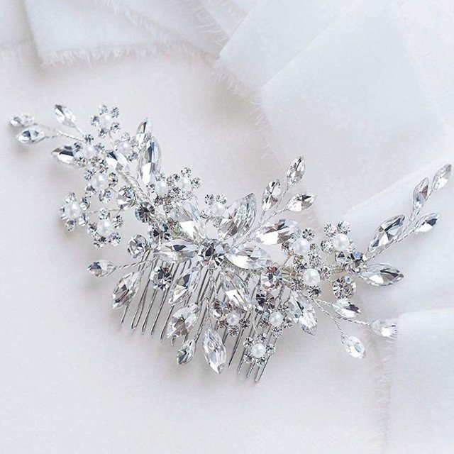 Boda de fibra sintética hecha a mano para damas, diademas de novia con diamantes de imitación plateados, accesorios para el cabello, diademas
