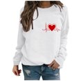 thumbnail image 2 of Qertyioot T-Shirt Graphique pour Femmes de la Saint-Valentin à Manches Longues, Haut à Col Rond Imprimé, Chandail Décontracté, 2 of 5
