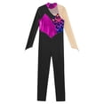 thumbnail image 5 of Lejafay Girls Figure Ice Skating Leotard Full Body Bodysuit Kids Shiny Metallic Jumpsuit Dance Mesh Hot Pink 8, 5 of 7