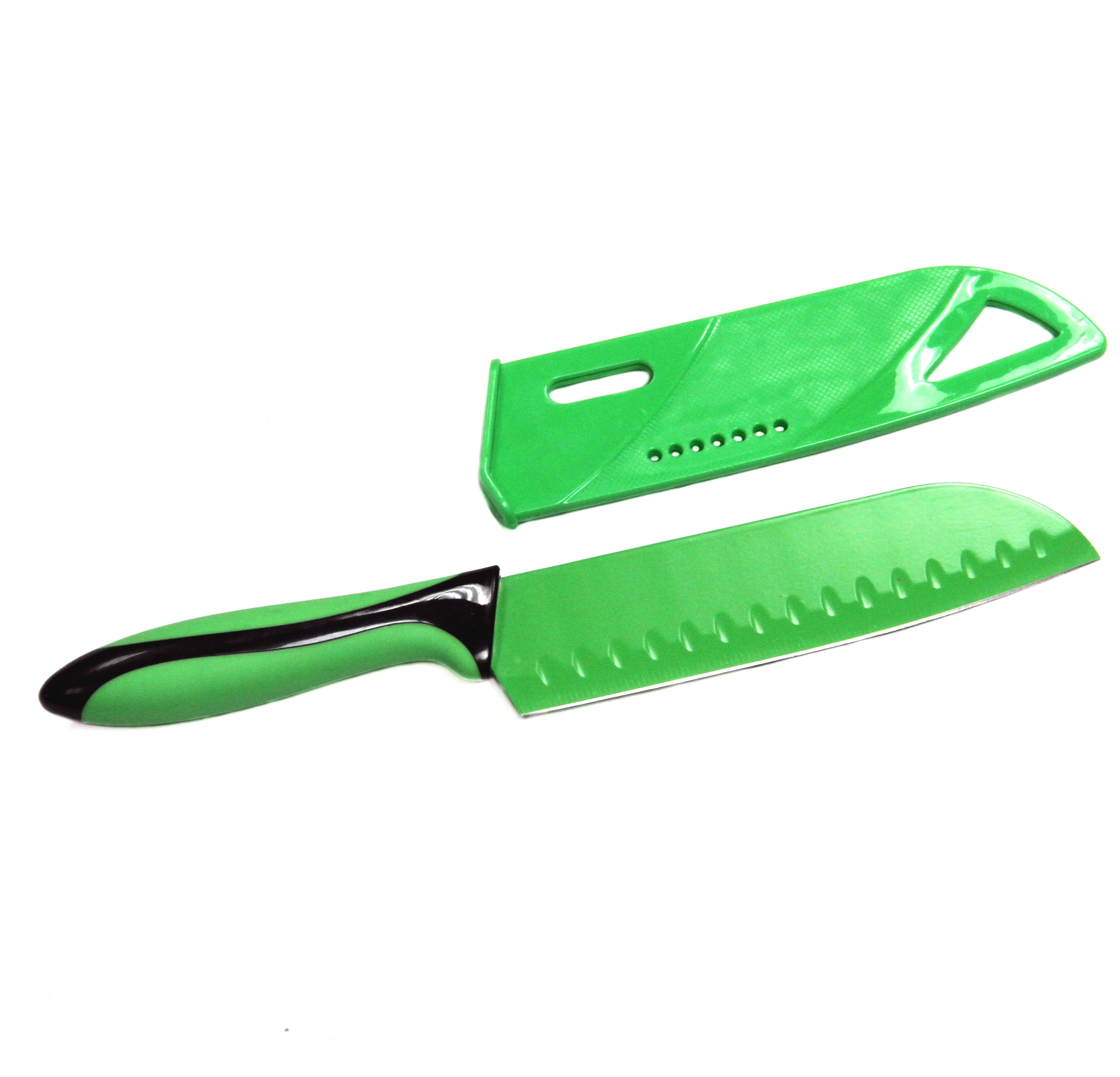 Chef Craft 6" Green Santoku Knife with Sheath