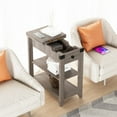 thumbnail image 7 of Narrow End Table with Charging Station, Wood Flip Top Side Table for Living Room Bedroom, Farmhouse Gray, 7 of 7