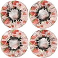 thumbnail image 2 of Shower Caps,Red Strawberry Plants Fruit Cat Flower Pink Pattern Waterproof Shower Cap for Women 4 Pieces,Double Reusable Hair Cover for Shower PEVA Elastic Stretch Hem, 2 of 7
