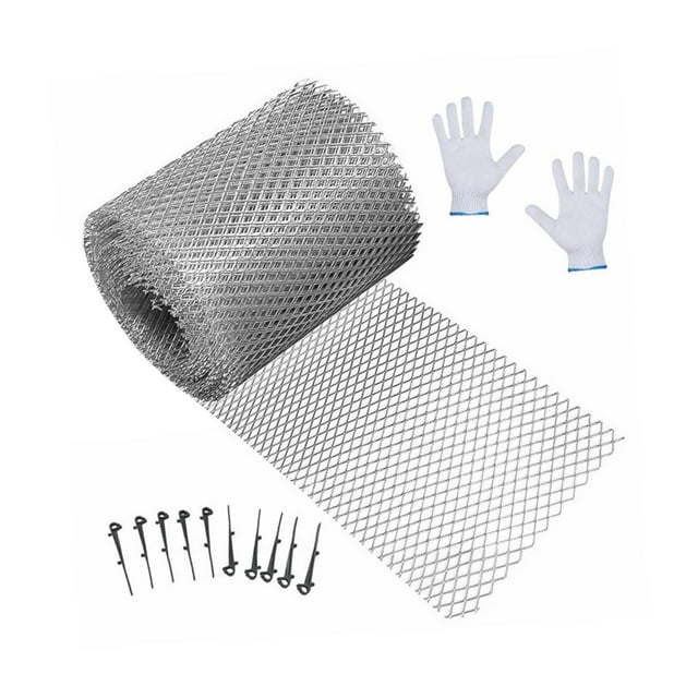 Protector de canalones con ganchos fijos, malla antiobstrucción para jardinería, multiusos, para techos 15cmx600cm