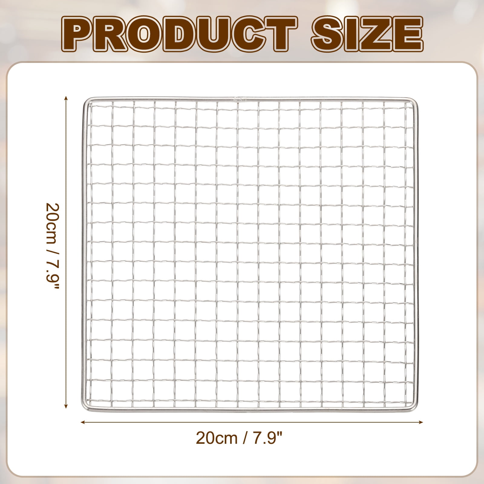 Unique Bargains Stainless Steel Barbecue Grill Net Mesh Rack Grate 7.9" x 7.9"